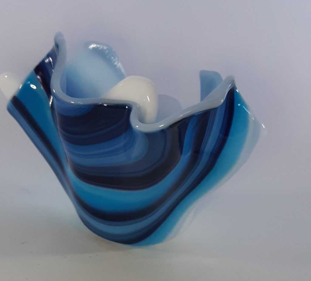 Blue Swirl Art Glass Bowl